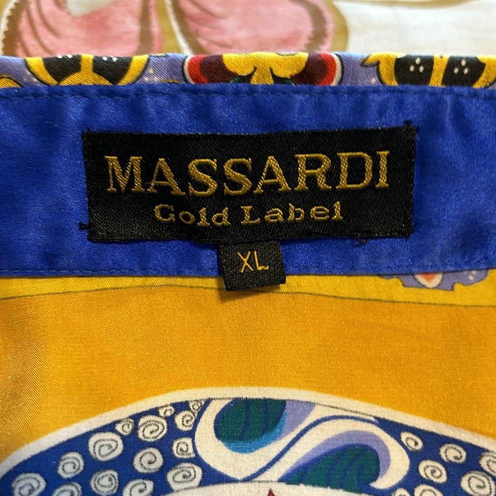 Massardi Gold Label vintage silk Imari blues/golds blouse/tunic size XL - Picture 7 of 12